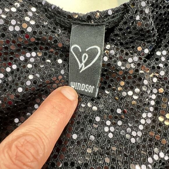 Windsor Women's Sleeveless Sequin Asymmetrical Bodycon Mini Dress Black Small - Picture 11 of 12